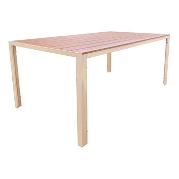 Τραπέζι Nares pakoworld σαμπανί αλουμίνιο plywood σε φυσική απόχρωση 140x80x72.5εκ **