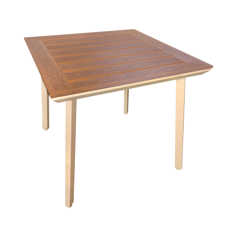 Τραπέζι Synergy pakoworld αλουμίνιο cappuccino-plywood σε φυσική απόχρωση 80x80x74εκ **