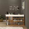 Γραφείο γωνιακό Rosaline pakoworld λευκό-oak 120x129x72εκ ** Γραφείο γωνιακό Rosaline pakoworld λευκό-oak 120x129x72εκ **