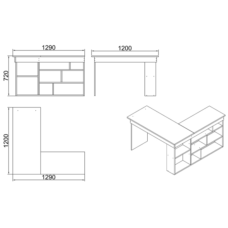 Γραφείο γωνιακό Rosaline pakoworld λευκό-oak 120x129x72εκ ** Γραφείο γωνιακό Rosaline pakoworld λευκό-oak 120x129x72εκ **