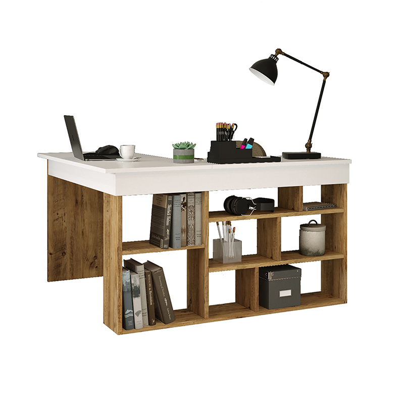 Γραφείο γωνιακό Rosaline pakoworld λευκό-oak 120x129x72εκ ** Γραφείο γωνιακό Rosaline pakoworld λευκό-oak 120x129x72εκ **