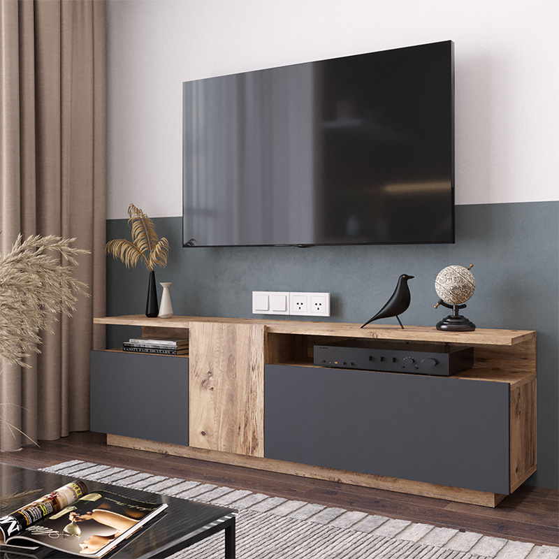 Έπιπλο τηλεόρασης Elana pakoworld sonoma-ανθρακί 150x29.5x46.3εκ ** Έπιπλο τηλεόρασης Elana pakoworld sonoma-ανθρακί 150x29.5x46.3εκ **