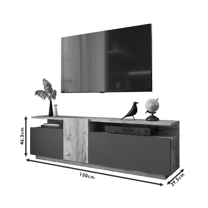 Έπιπλο τηλεόρασης Elana pakoworld sonoma-λευκό 150x29.5x46.3εκ **