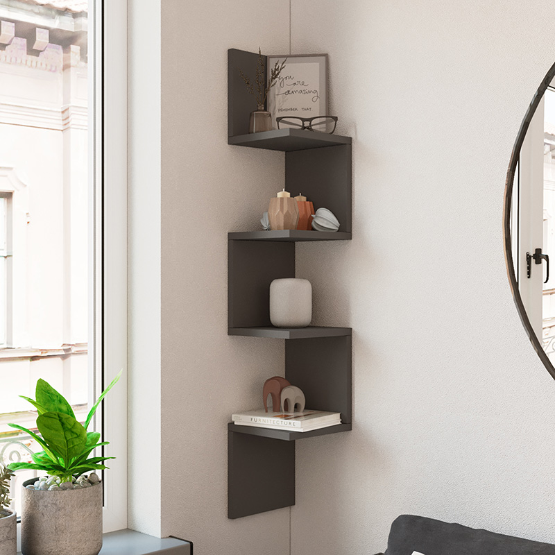 Ραφιέρα τοίχου Belinda pakoworld ανθρακί 22x22x117.2εκ ** Ραφιέρα τοίχου Belinda pakoworld ανθρακί 22x22x117.2εκ **
