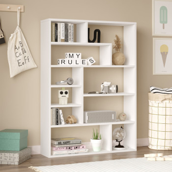 Βιβλιοθήκη Decora pakoworld σε λευκη απόχρωση 90x22x123.6εκ **
