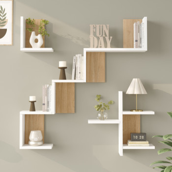Ραφιέρα τοίχου Verso pakoworld λευκό με oak 99,4x14,5x103εκ ** Ραφιέρα τοίχου Verso pakoworld λευκό με oak 99,4x14,5x103εκ **