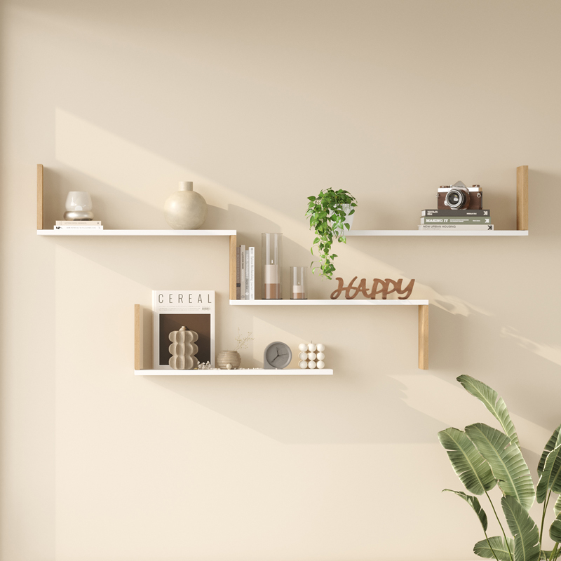 Ραφιέρα τοίχου Flear pakoworld λευκό με oak 179x14,5x76,2εκ ** Ραφιέρα τοίχου Flear pakoworld λευκό με oak 179x14,5x76,2εκ **