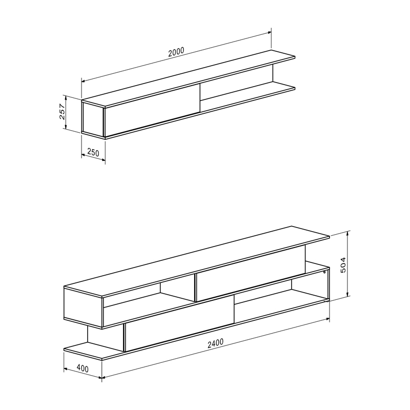 Σύνθετο σαλονιού Brick pakoworld σε sonoma oak-κρεμ απόχρωση 240x40x50.4εκ **
