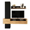 Σύνθετο σαλονιού Wendy pakoworld σε oak-μαύρη απόχρωση 195.1x37.3x219.1εκ **