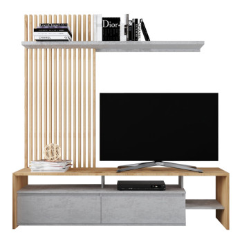 Σύνθετο σαλονιού Neo pakoworld σε oak-γκρι απόχρωση 190x40x200εκ ** Σύνθετο σαλονιού Neo pakoworld σε oak-γκρι απόχρωση 190x40x200εκ **