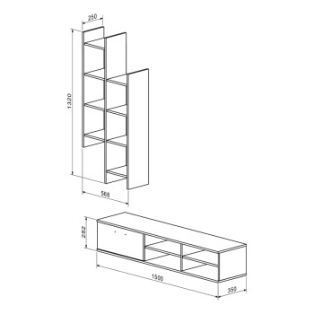 Σύνθετο σαλονιού Sarona pakoworld oak 150x35x160εκ ** Σύνθετο σαλονιού Sarona pakoworld oak 150x35x160εκ **