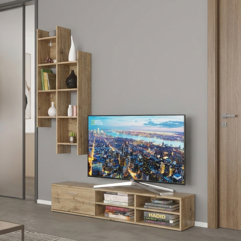 Σύνθετο σαλονιού Sarona pakoworld oak 150x35x160εκ ** Σύνθετο σαλονιού Sarona pakoworld oak 150x35x160εκ **