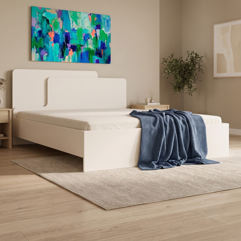 Κρεβάτι διπλό Lucabel pakoworld κρεμ 160x200εκ **