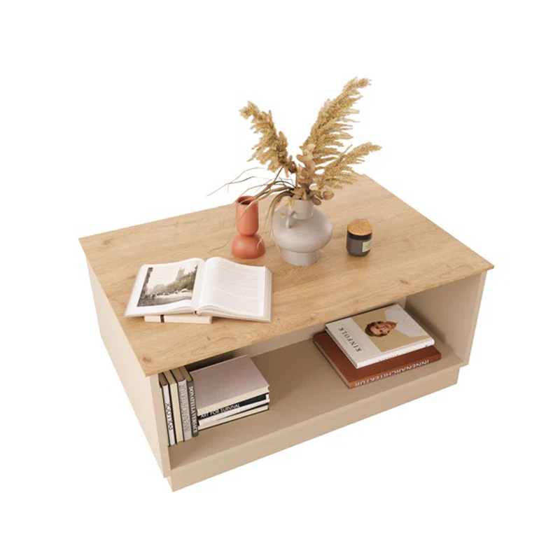 Τραπέζι Monik pakoworld σε oak-ανοιχτό γκρι απόχρωση 90x56x40εκ **