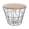 Βοηθητικό τραπέζι σαλονιού Jacot pakoworld oak-μαύρο Φ38x30,5εκ **