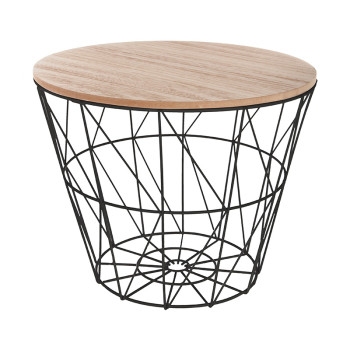 Βοηθητικό τραπέζι σαλονιού Jacot pakoworld oak-μαύρο Φ38x30,5εκ **