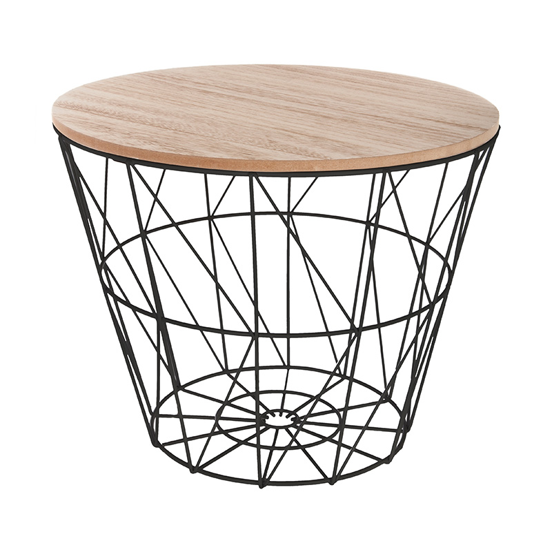 Βοηθητικό τραπέζι σαλονιού Jacot pakoworld oak-μαύρο Φ38x30,5εκ **