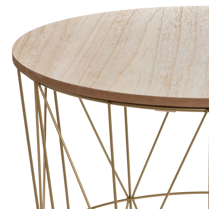 Τραπέζι σαλονιού Kumi pakoworld oak-χρυσό Φ41x40εκ ** Τραπέζι σαλονιού Kumi pakoworld oak-χρυσό Φ41x40εκ **