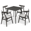 Tραπεζαρία Benson - Orlean pakoworld σετ 5τμχ rustic grey - ύφασμα γκρι 80x80x75εκ **