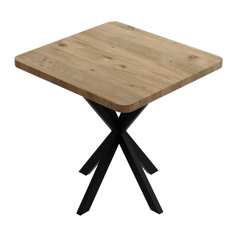 Τραπεζαρία με Καρέκλες Gaston μαύρο και Τραπέζι Prestone oak 70x70x75εκ Σετ 3τεμ **