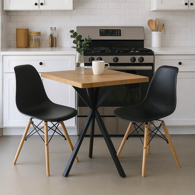 Τραπεζαρία με Καρέκλες Julita μαύρο και Τραπέζι Prestone oak 70x70x75εκ Σετ 3τεμ ** Τραπεζαρία με Καρέκλες Julita μαύρο και Τραπέζι Prestone oak 70x70x75εκ Σετ 3τεμ **