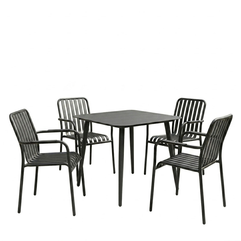 Τραπεζαρία Heven Vista pakoworld σετ 5τεμ μαύρο αλουμίνιο 80x80x72εκ ** Τραπεζαρία Heven Vista pakoworld σετ 5τεμ μαύρο αλουμίνιο 80x80x72εκ **