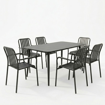 Τραπεζαρία Heven Vista pakoworld σετ 7τεμ μαύρο αλουμίνιο 120x70x72εκ ** Τραπεζαρία Heven Vista pakoworld σετ 7τεμ μαύρο αλουμίνιο 120x70x72εκ **