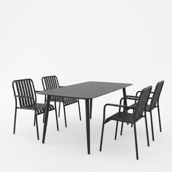 Τραπεζαρία Heven Vista pakoworld σετ 5τεμ μαύρο αλουμίνιο 150x80x72εκ ** Τραπεζαρία Heven Vista pakoworld σετ 5τεμ μαύρο αλουμίνιο 150x80x72εκ **
