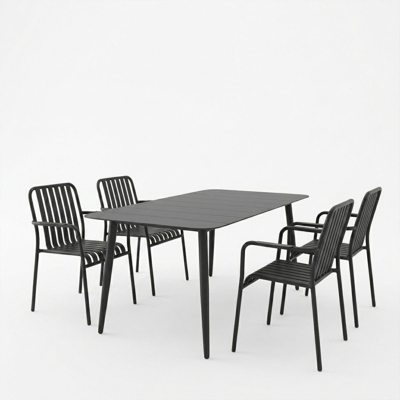 Τραπεζαρία Heven Vista pakoworld σετ 5τεμ μαύρο αλουμίνιο 150x80x72εκ **
