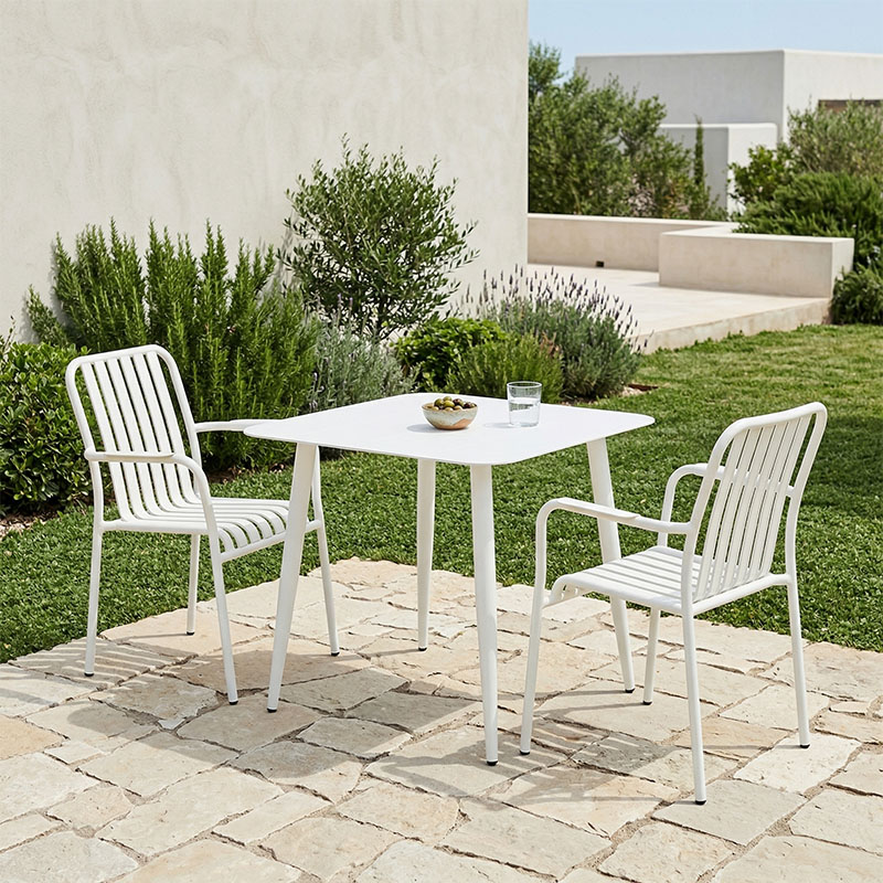 Τραπεζαρία Heven Vista pakoworld σετ 3τεμ λευκό αλουμίνιο 80x80x72εκ **