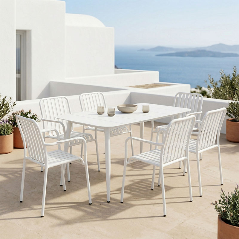 Τραπεζαρία Heven Vista pakoworld σετ 7τεμ λευκό αλουμίνιο 120x70x72εκ ** Τραπεζαρία Heven Vista pakoworld σετ 7τεμ λευκό αλουμίνιο 120x70x72εκ **