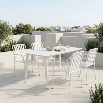 Τραπεζαρία Heven Vista pakoworld σετ 5τεμ λευκό αλουμίνιο 150x80x72εκ ** Τραπεζαρία Heven Vista pakoworld σετ 5τεμ λευκό αλουμίνιο 150x80x72εκ **