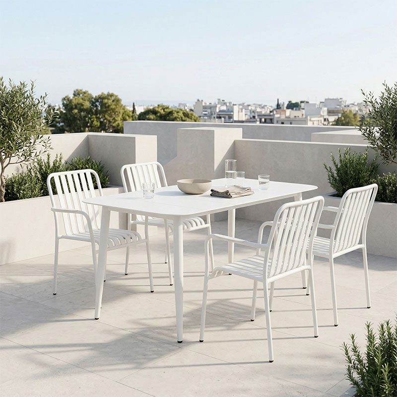 Τραπεζαρία Heven Vista pakoworld σετ 5τεμ λευκό αλουμίνιο 150x80x72εκ ** Τραπεζαρία Heven Vista pakoworld σετ 5τεμ λευκό αλουμίνιο 150x80x72εκ **