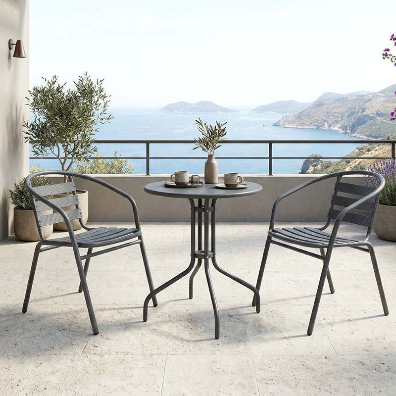Τραπεζαρία Vergo Tade pakoworld σετ 3τεμ ανθρακί μέταλλο Φ60x70εκ ** Τραπεζαρία Vergo Tade pakoworld σετ 3τεμ ανθρακί μέταλλο Φ60x70εκ **