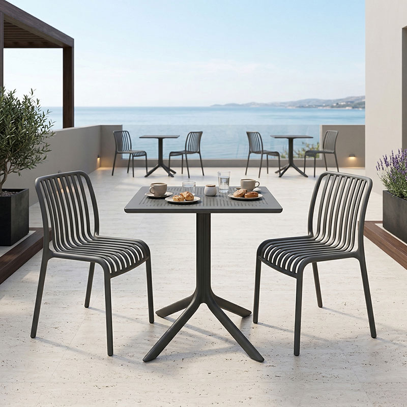 Τραπεζαρία Groovy Zoi pakoworld σετ 3τεμ ανθρακί PP 60x60x76εκ ** Τραπεζαρία Groovy Zoi pakoworld σετ 3τεμ ανθρακί PP 60x60x76εκ **