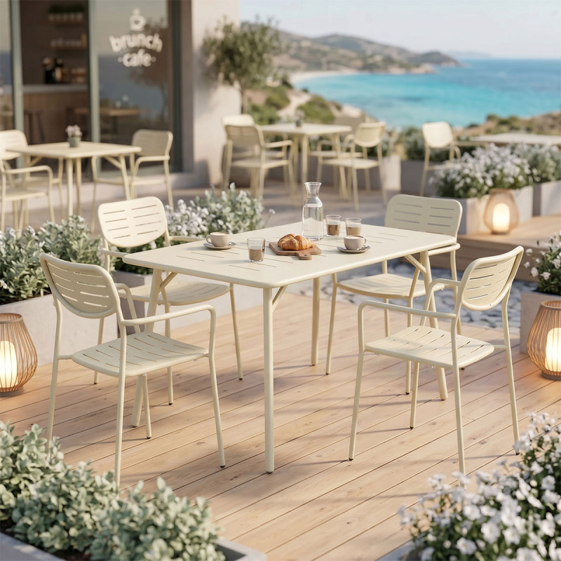 Τραπεζαρία Moraja Deraby pakoworld σετ 5τεμ κρεμ μέταλλο 140x80x72εκ ** Τραπεζαρία Moraja Deraby pakoworld σετ 5τεμ κρεμ μέταλλο 140x80x72εκ **