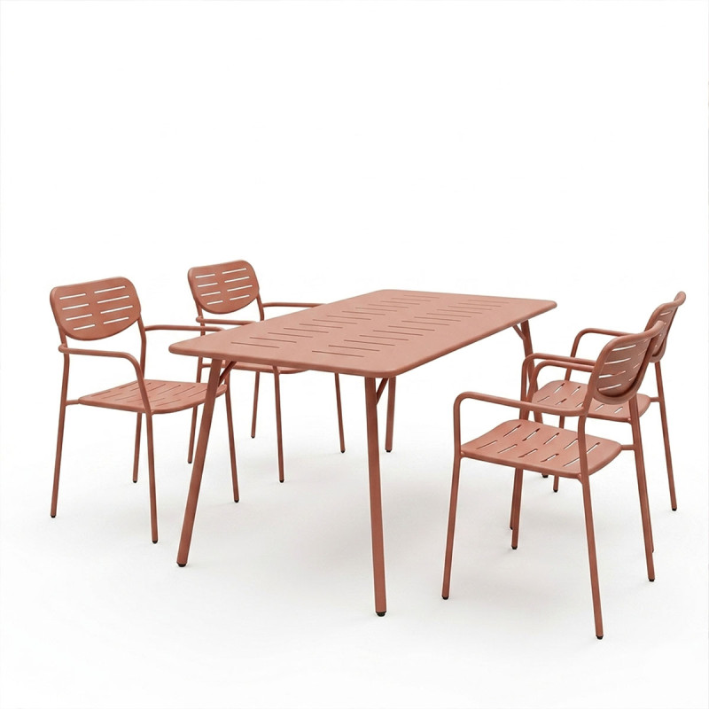 Τραπεζαρία Moraja Deraby pakoworld σετ 5τεμ terracotta μέταλλο 140x80x72εκ ** Τραπεζαρία Moraja Deraby pakoworld σετ 5τεμ terracotta μέταλλο 140x80x72εκ **