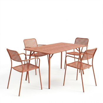 Τραπεζαρία Moraja Federal pakoworld σετ 5τεμ terracotta μέταλλο 140x80x72εκ ** Τραπεζαρία Moraja Federal pakoworld σετ 5τεμ terracotta μέταλλο 140x80x72εκ **