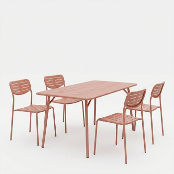 Τραπεζαρία Moraja Deraby Ι pakoworld σετ 5τεμ terracotta μέταλλο 140x80x72εκ ** Τραπεζαρία Moraja Deraby Ι pakoworld σετ 5τεμ terracotta μέταλλο 140x80x72εκ **