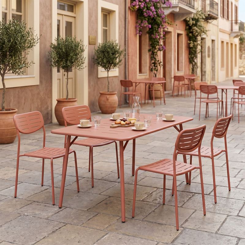 Τραπεζαρία Moraja Deraby Ι pakoworld σετ 5τεμ terracotta μέταλλο 140x80x72εκ ** Τραπεζαρία Moraja Deraby Ι pakoworld σετ 5τεμ terracotta μέταλλο 140x80x72εκ **