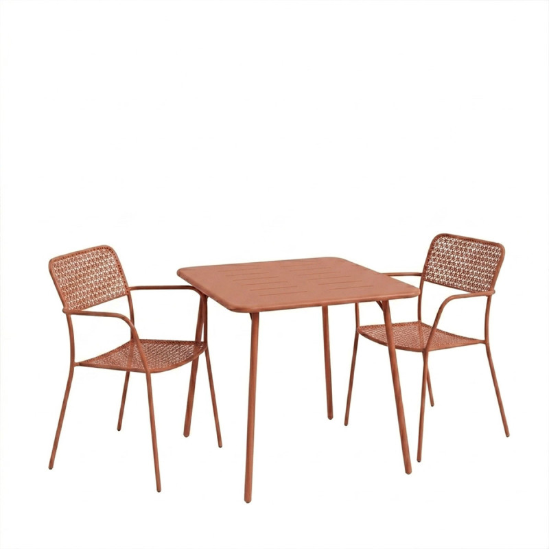 Τραπεζαρία Moraja Federal pakoworld σετ 3τεμ terracotta μέταλλο 70x70x73εκ ** Τραπεζαρία Moraja Federal pakoworld σετ 3τεμ terracotta μέταλλο 70x70x73εκ **