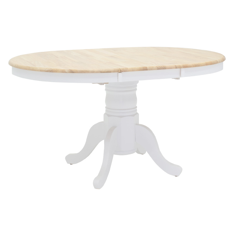 Τραπεζαρία Dallan Lars pakoworld 5τεμ λευκό rubberwood Φ100(+38)x100x75εκ **