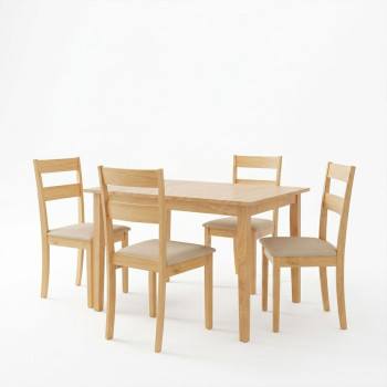 Τραπεζαρία Dallan Country pakoworld 5τεμ σε φυσική απόχρωση rubberwood 120-150x80x74εκ ** Τραπεζαρία Dallan Country pakoworld 5τεμ σε φυσική απόχρωση rubberwood 120-150x80x74εκ **
