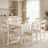 Τραπεζαρία Dallan Mabor pakoworld 7τεμ λευκό rubberwood 120-150x80x73,8εκ **