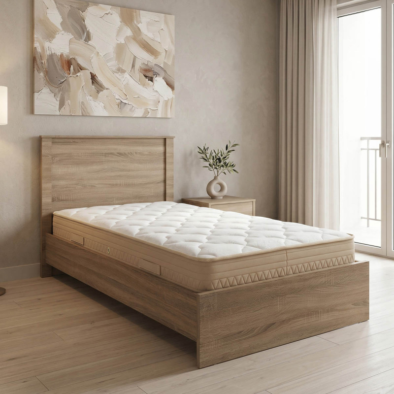 Κρεβάτι με στρώμα Athos Sleepy pakoworld sonoma 90x190εκ **