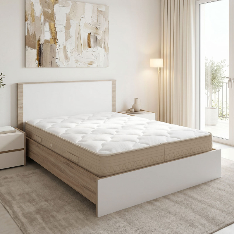 Κρεβάτι με στρώμα Athos Sleepy pakoworld sonoma λευκό 160x200εκ ** Κρεβάτι με στρώμα Athos Sleepy pakoworld sonoma λευκό 160x200εκ **