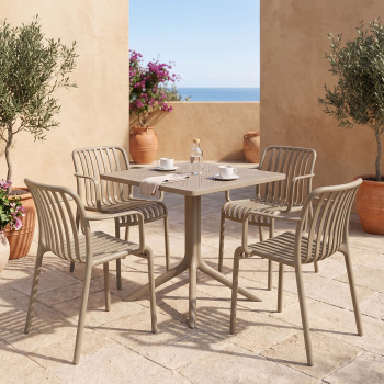Τραπεζαρία Zoi Groovy pakoworld σετ 5τεμ cappuccino PP 80x80x74εκ **