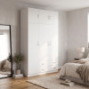 Ντουλάπα τρίφυλλη με πατάρι Alvia pakoworld λευκό 150x51x240εκ **
