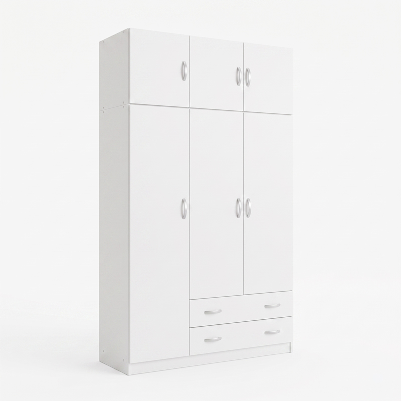 Ντουλάπα τρίφυλλη με πατάρι Alvia pakoworld λευκό 150x51x240εκ **