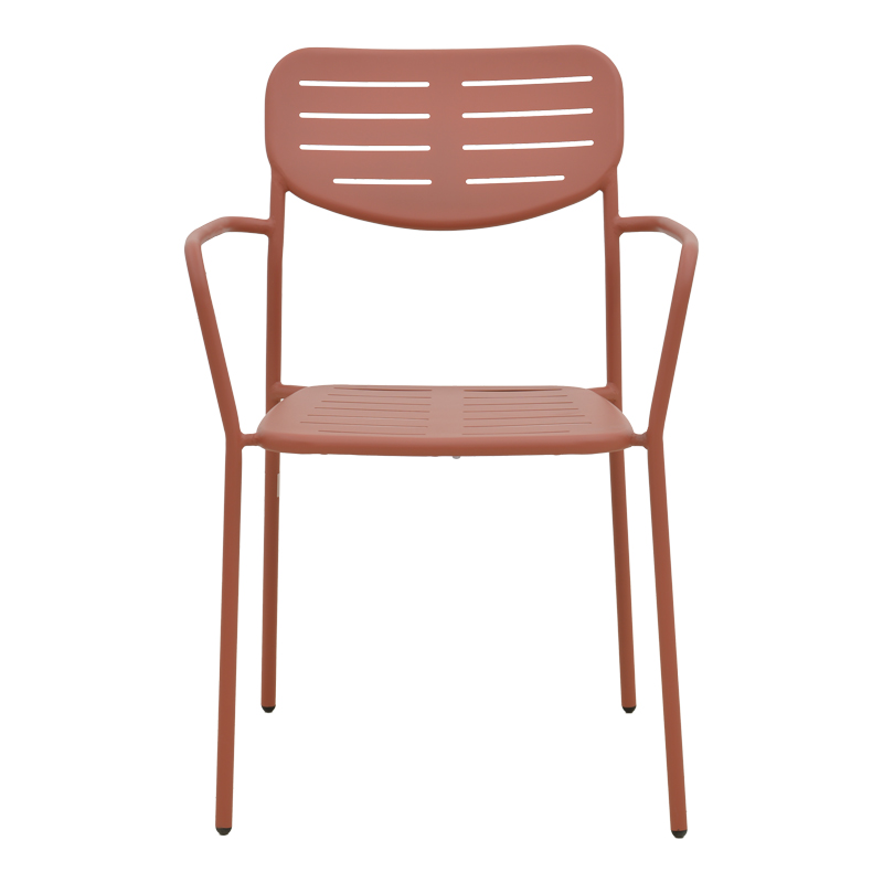 Πολυθρόνα Deraby pakoworld στοιβαζόμενη terracotta μέταλλο 56x45.5x83εκ **